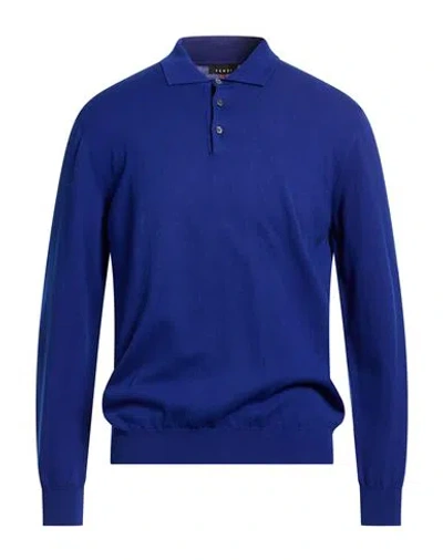 Andrea Fenzi Man Sweater Bright Blue Size 42 Cotton