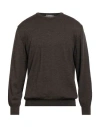 Andrea Fenzi Man Sweater Brown Size 46 Merino Wool In Brown