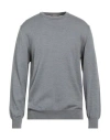 Andrea Fenzi Man Sweater Grey Size 46 Merino Wool In Gray