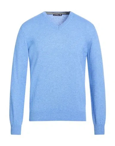 Andrea Fenzi Man Sweater Light Blue Size S Merino Wool, Viscose, Nylon, Cashmere