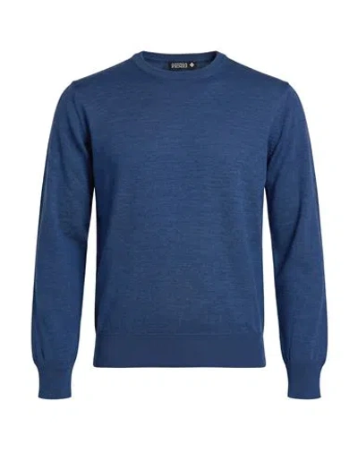 Andrea Fenzi Man Sweater Navy Size S Merino Wool In Blue