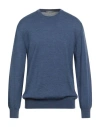 Andrea Fenzi Man Sweater Slate Blue Size 46 Merino Wool