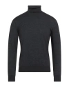 Andrea Fenzi Man Turtleneck Charcoal Size 42 Merino Wool In Gray