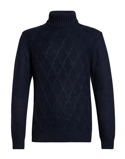 Andrea Fenzi Man Turtleneck Midnight Blue Size 38 Wool, Viscose, Polyamide, Cashmere