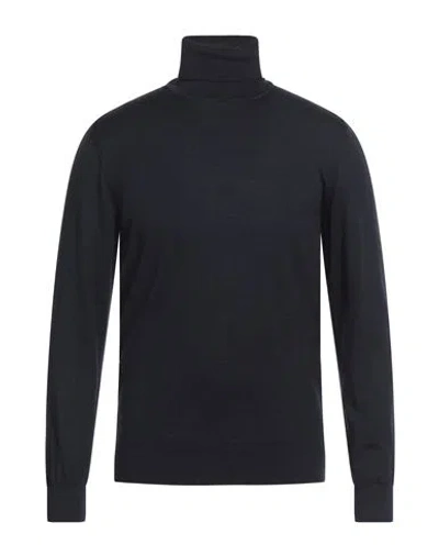 Andrea Fenzi Man Turtleneck Midnight Blue Size 40 Merino Wool, Silk