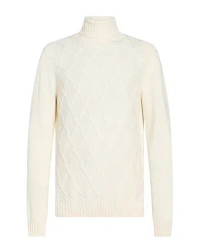 Andrea Fenzi Man Turtleneck White Size 40 Wool, Viscose, Polyamide, Cashmere