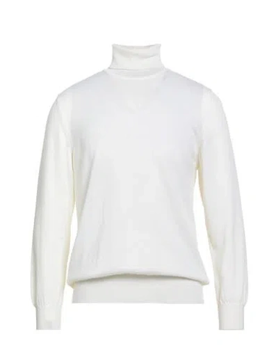 Andrea Fenzi Man Turtleneck White Size 46 Merino Wool