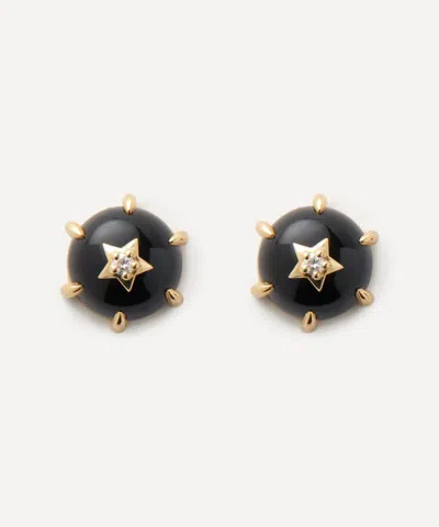 Andrea Fohrman 14ct Gold Mini Cosmo Black Onyx Stud Earrings