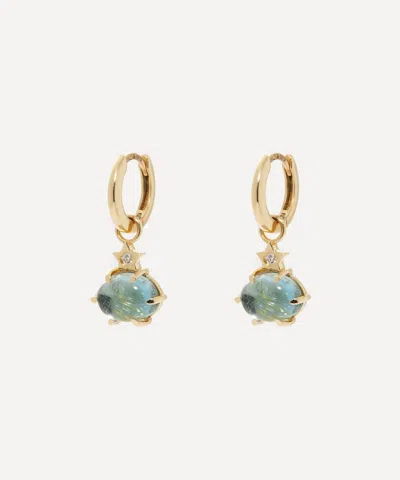 Andrea Fohrman 14ct Gold Mini Cosmo London Blue Topaz Hoop Earrings