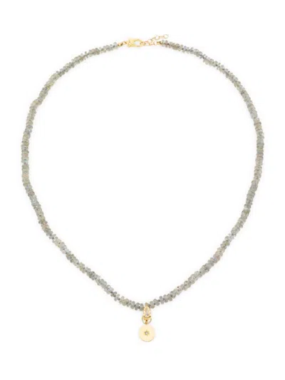 Andrea Fohrman Women's Beads 14k Yellow Gold, Labradorite & 0.072 Tcw Diamond Moon Phase Pendant Necklace