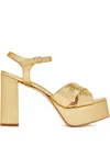 Andrea Gomez 110mm Bella Croc-embossed Platform Sandals In Yellow