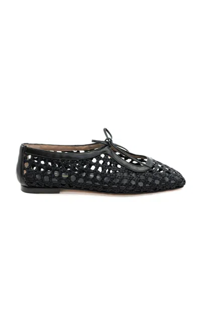 Andrea Gomez Amelia Raffia Ballet Flats In Black