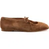 Andrea Gomez Amelia  Suede Ballerina Flat In Brown