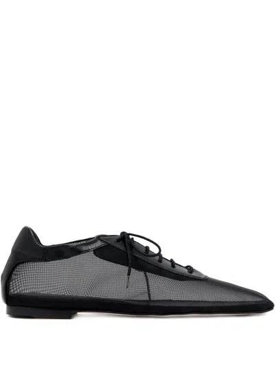 Andrea Gomez Antonia Lace-up Mesh Oxford Shoes In Black