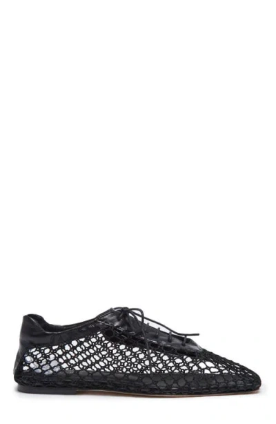 Andrea Gomez Antonia Woven Leather Oxford Flats In Black