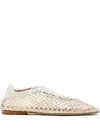 Andrea Gomez Antonia Mesh Lace-up Oxford Shoes In White