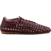 Andrea Gomez Antonia Woven Leather Flat In Burgundy