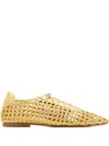 Andrea Gomez Antonia Woven-leather Lace-up Ballet Flats In Gold