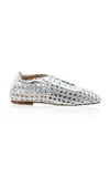 Andrea Gomez Antonia Woven Leather Oxford Flats In Silver