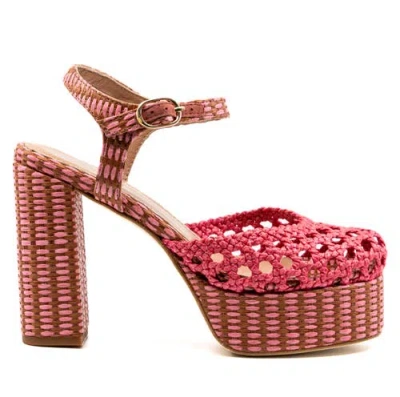Andrea Gomez Beatriz  Raffia Platform In Pink