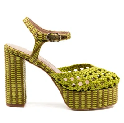 Andrea Gomez Beatriz  Raffia Platform In Yellow