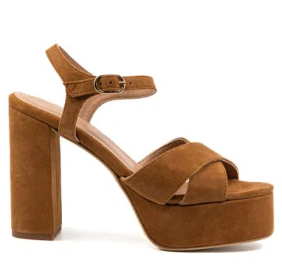 Andrea Gomez Bella Camel Suede Sandal In Brown