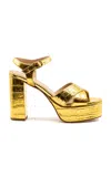 Andrea Gomez Bella Croc-effect Metallic-leather Platform Sandals In Gold