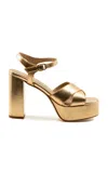 Andrea Gomez Bella Metallic-leather Platform Sandals In Gold