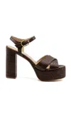 Andrea Gomez Bella Raffia Platform Sandals In Brown
