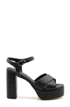 Andrea Gomez Bella Raffia Platform Sandals In Black