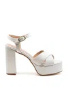 Andrea Gomez Bella Satin Platform Sandals In White