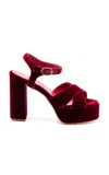 Andrea Gomez Bella Velvet Platfom Sandals In Red