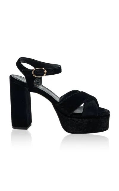 ANDREA GOMEZ BELLA VELVET PLATFORM SANDALS