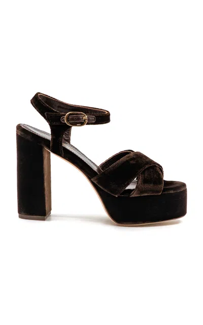 Andrea Gomez Bella Velvet Platform Sandals In Brown