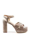 Andrea Gomez Bella Velvet Platform Sandals In Taupe