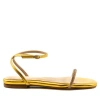 Andrea Gomez Brook Flat Sandal In Gold