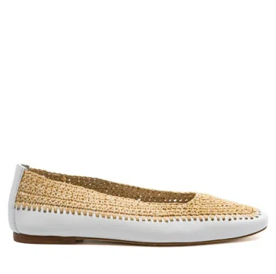Andrea Gomez Dakota Raffia Leather Flat In Neutral