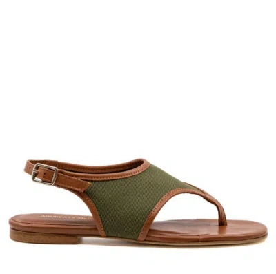 Andrea Gomez Dani  Canvas Flat Sandal In Brown