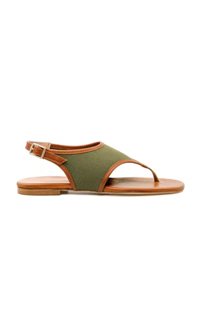 Andrea Gomez Dani Canvas Leather Sandals In Green