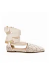 Andrea Gomez Desi Lace-up Flats In Neutral