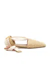Andrea Gomez Desi Lace-up Raffia Flats In Neutral