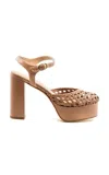 Andrea Gomez Exclusive Beatriz Leather-trimmed Raffia Platform Sandals