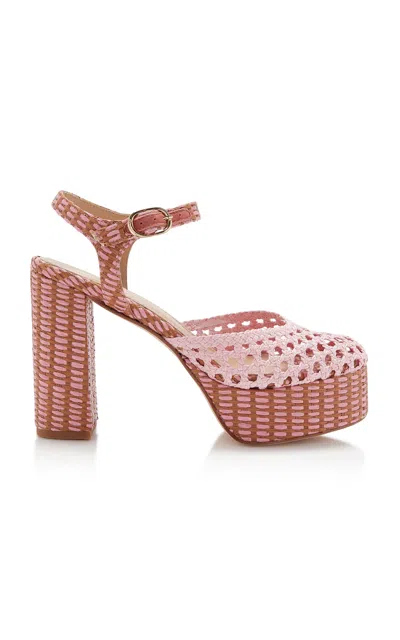 Andrea Gomez Exclusive Beatriz Raffia Platform Sandals In Pink