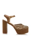Andrea Gomez Exclusive Beatriz Raffia Platform Sandals In Brown