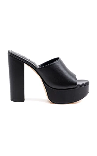 Andrea Gomez Fabiola Raffia Platform Sandals In Black