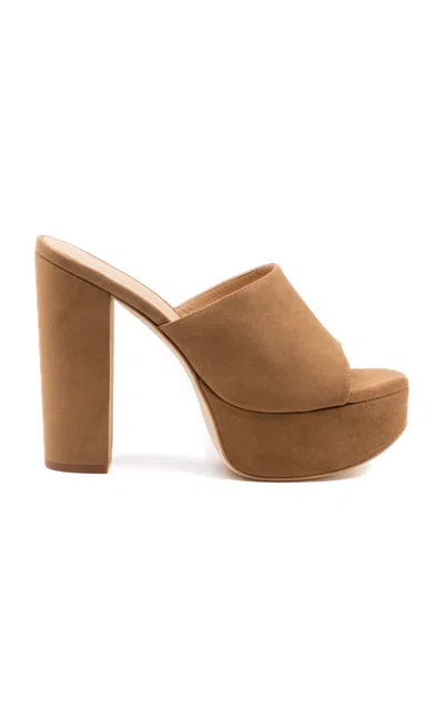 Andrea Gomez Fabiola Raffia Platform Sandals In Brown