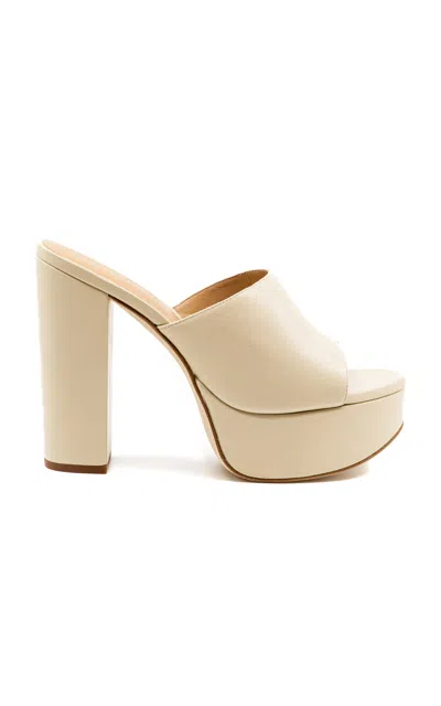 Andrea Gomez Fabiola Raffia Platform Sandals In White