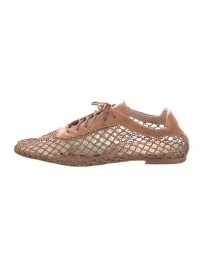 Pre-owned Andrea Gomez Leather Lace Pattern Flats In Neutrals