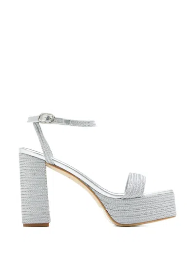 Andrea Gomez Platform Heeled Sandals In Silver