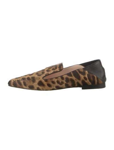 Pre-owned Andrea Gomez Snow Leopard Animal Print Loafers In Neutrals